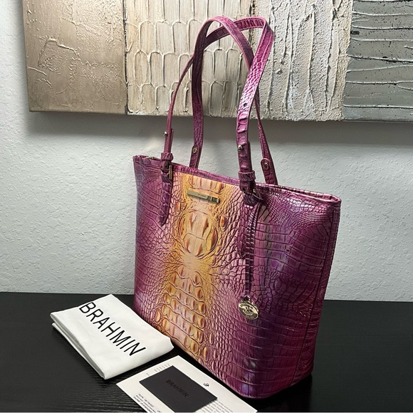 Brahmin Medium Asher GRAPEFRUIT OMBRE MELBOURNE W/ Eye NWT - Picture 4 of 8